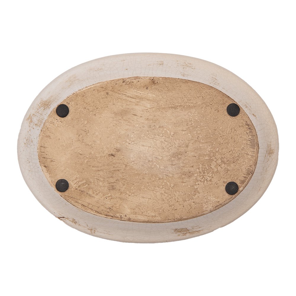 Onderbord 25x18x3 cm Beige Keramiek Bloemen