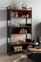 J-Line Rek Gerecycleerd Hout/Metaal Zwart/Naturel Small