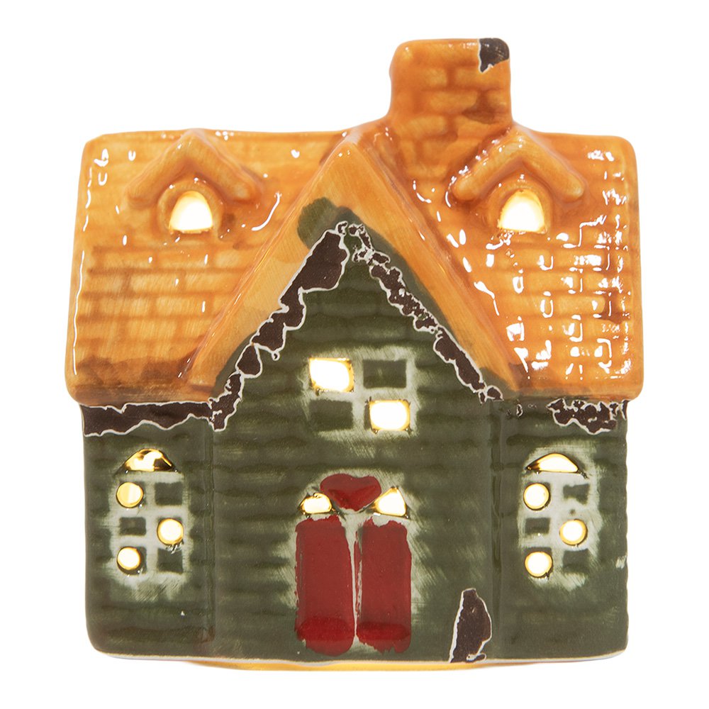 Decoratie Huis met LED LED 8x5x8 cm Groen Keramiek