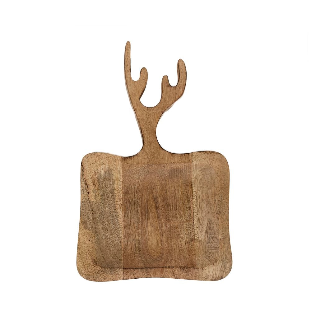 Schaal/Snijplank mango hout gewei 35cm