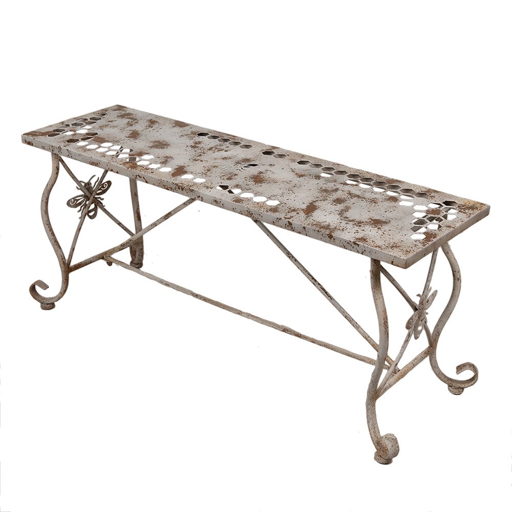 TuinBank 105x35x44 cm Wit Bruin Metaal