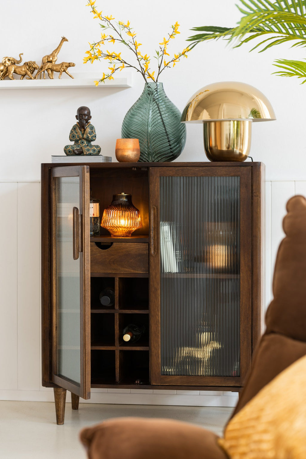 J-Line lamp Paddenstoel - ijzer - goud - large