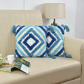 Decoratieve kussenhoes – getuft geometrisch, pomponrand – 16x16 inch, enkele eenheid