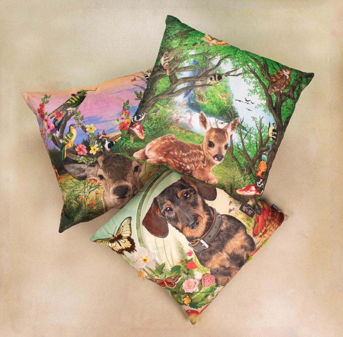 Handgemaakt kussen fleury bambi sprookjes 45x45cm