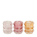 Glazen theelichthouder 8x9cm roze mix