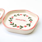 Serveerbord | Keramiek Handgeschilderde bloemen | Set van 2