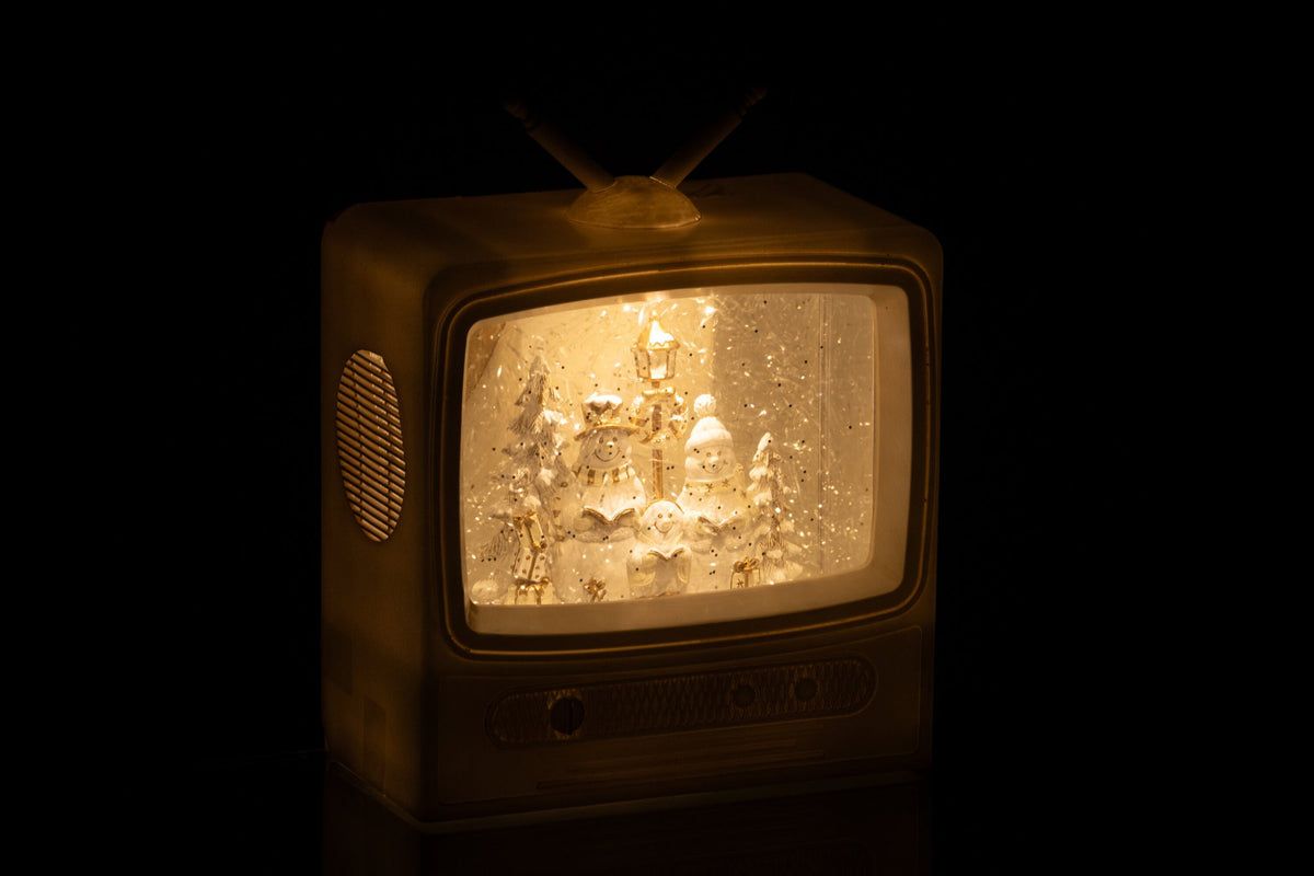 J-Line decoratie Waterbol Televisie - kunststof - wit