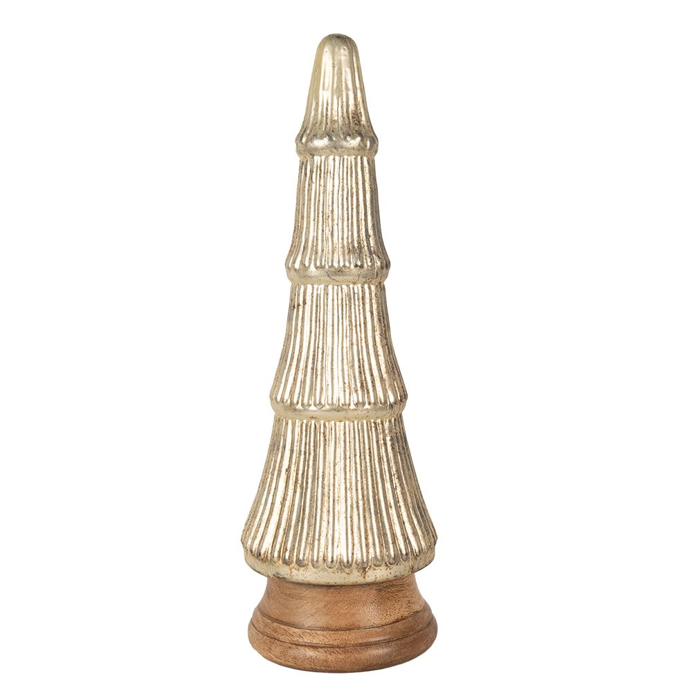 Beeld Kerstboom Ø 15x45 cm Goudkleurig Glas
