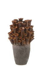 J-Line vaas Anemone - porselein - bruin/grijs - large - 46.5 cm hoog
