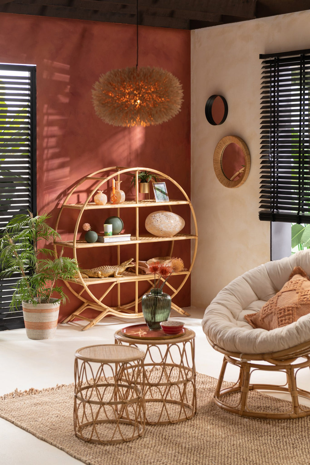 J-Line Sofa Celine + Kussen Rotan Naturel