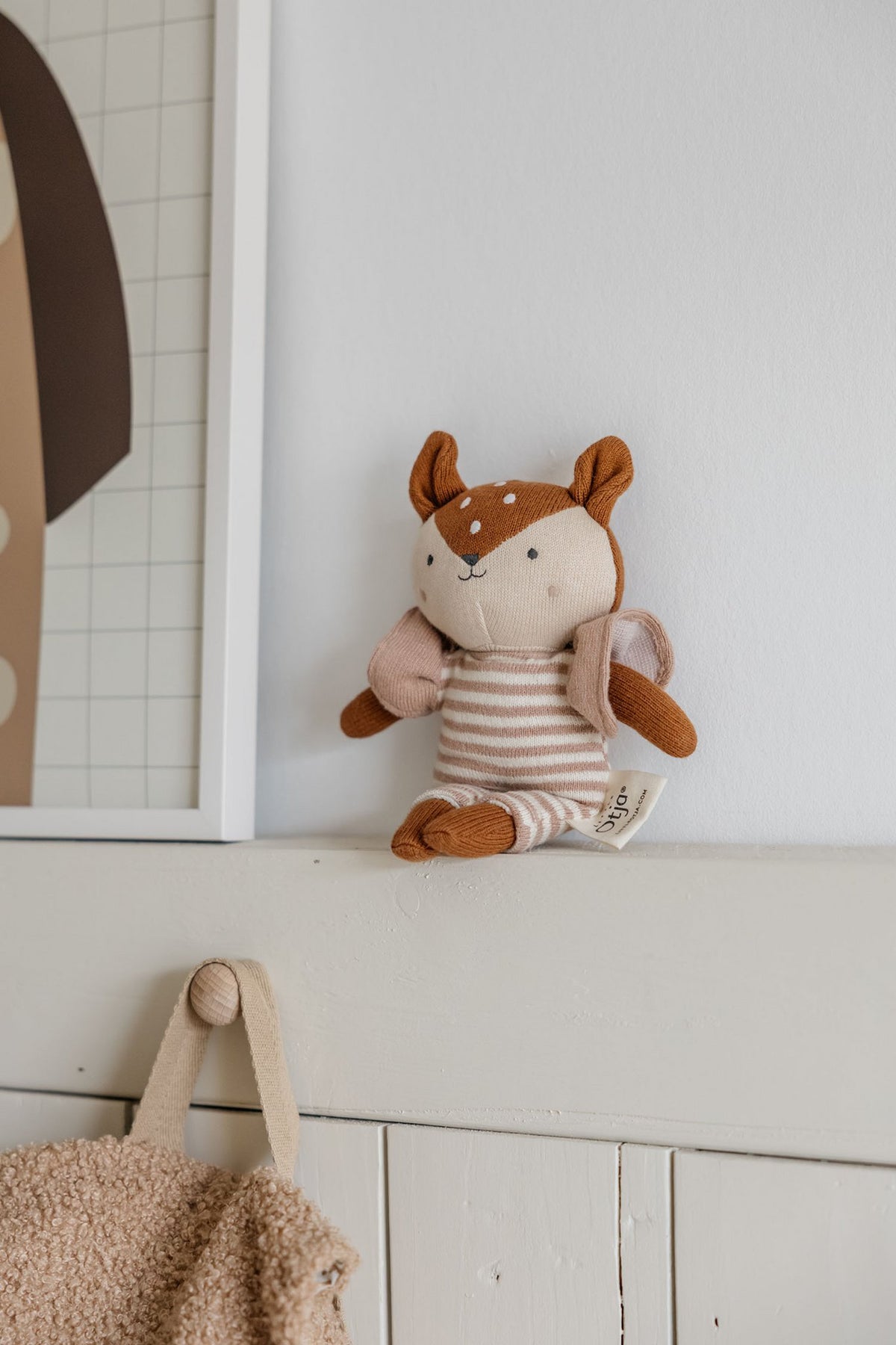 Gebreid speelgoed, babycadeau, hert Freja