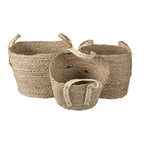 Opbergmand Set van 3 Ø 27 Ø 23 Ø 20 cm Bruin Stro Mand