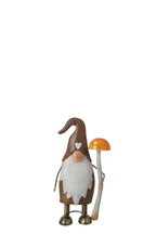 J-Line figuur Kabouter Paddenstoel - metaal - taupe/oranje - small