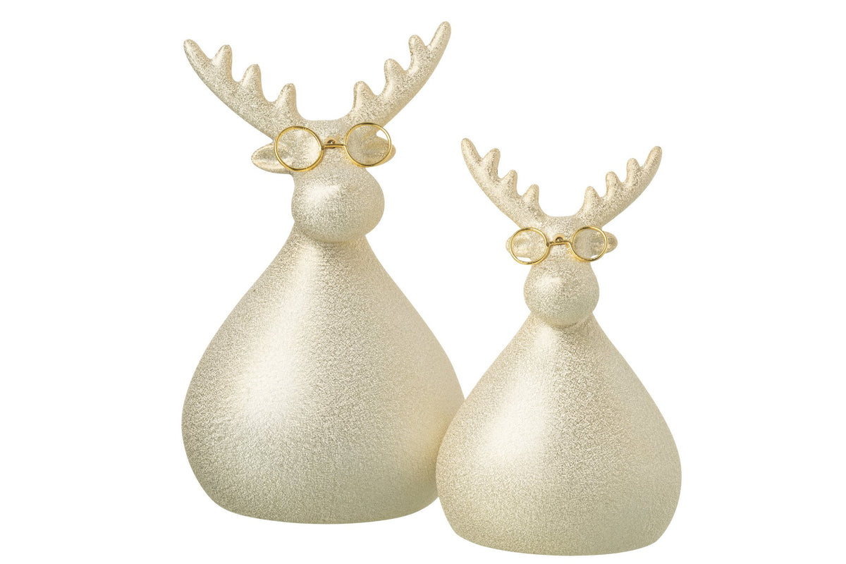 J-Line figuur Rendier - porselein - goud - L
