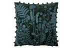 J-Line kussen Blad + Bloem vierkant - viscose - donkergroen/turquoise