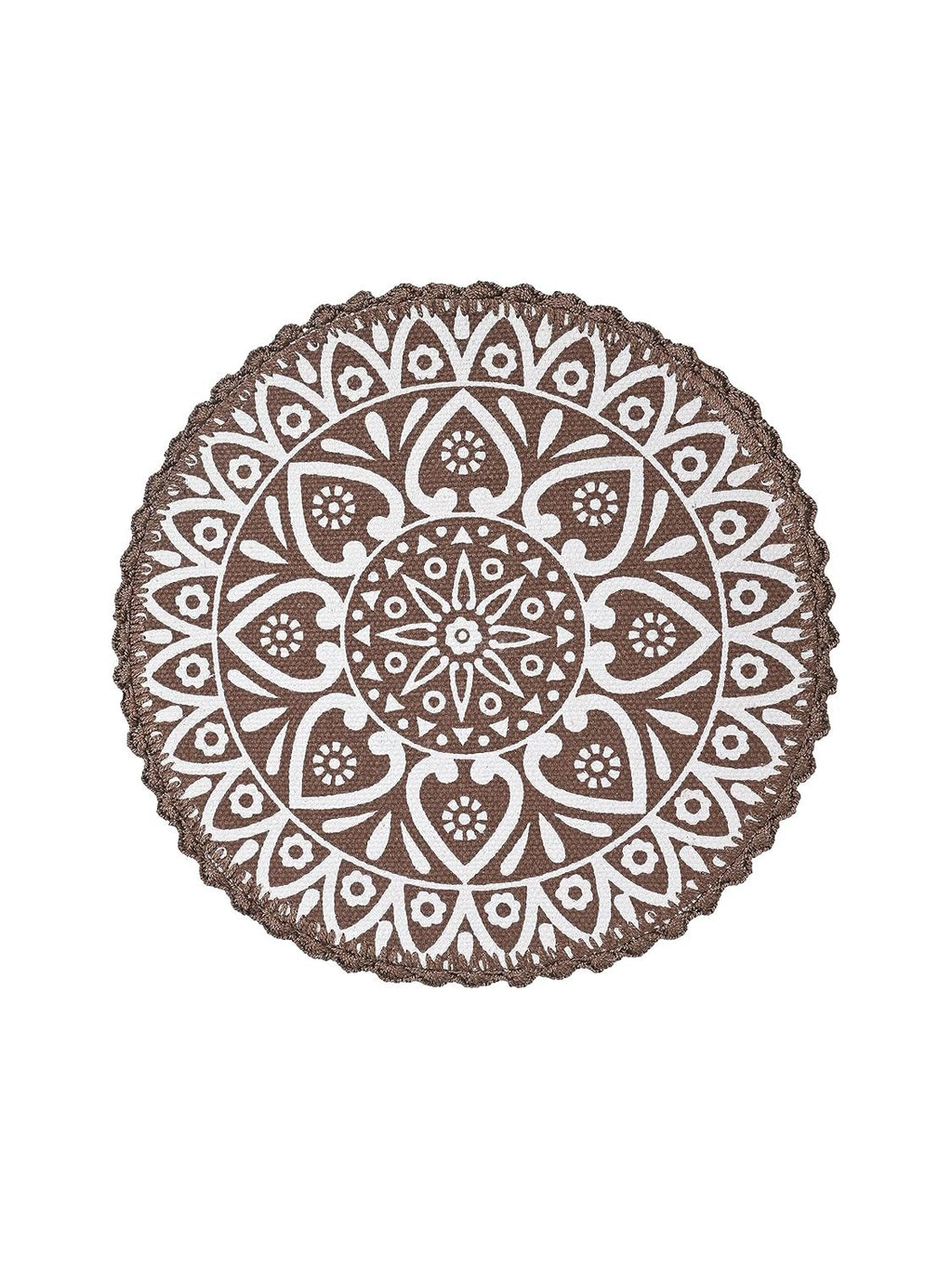 Placemats – Jute & Katoen Gehaakt Antislip – Rond 38cm, Set van 4