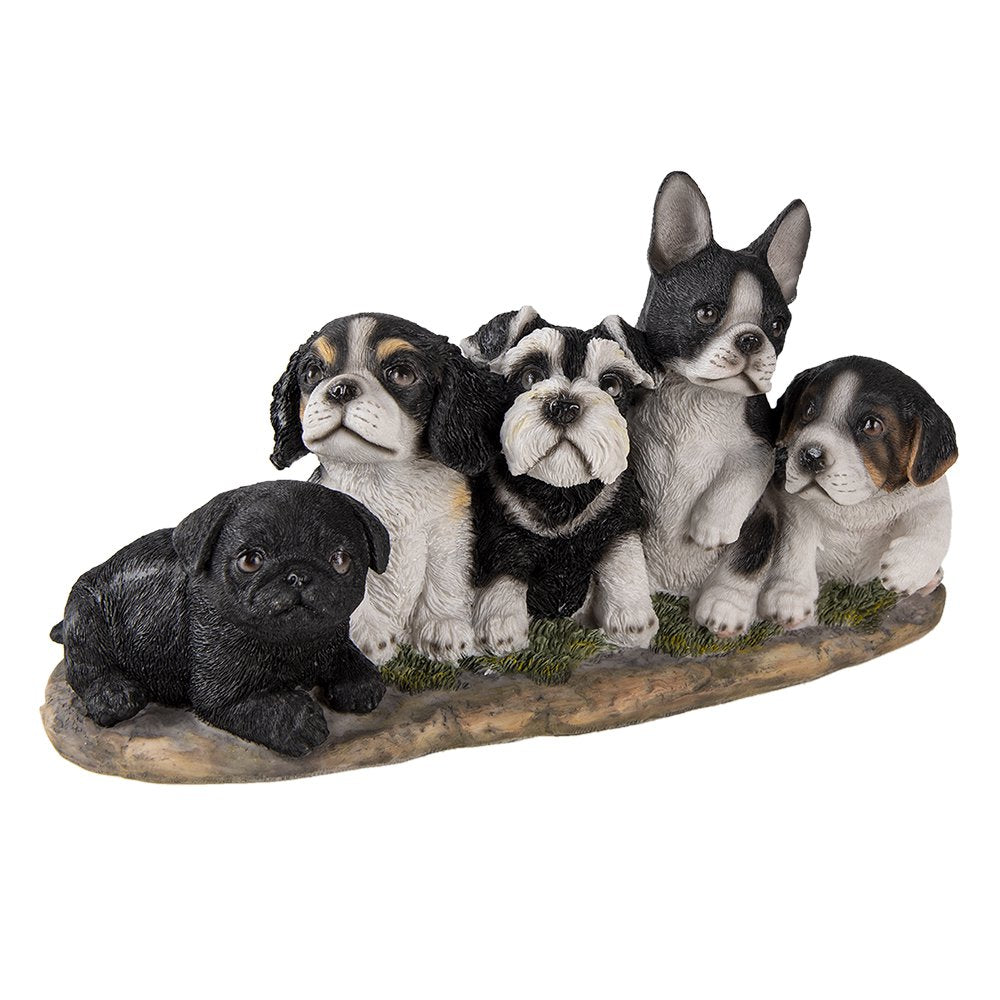 Beeld Hond 33x12x17 cm Zwart Wit Kunststof