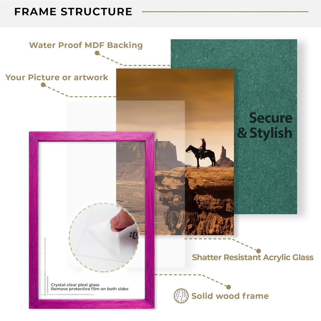 Roze houtnerf fotolijst – houten fotolijst – 6x8 inch