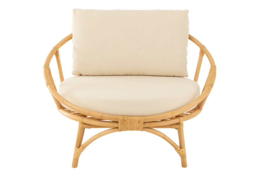 J-Line stoel + kussen - jute/textiel - naturel/wit