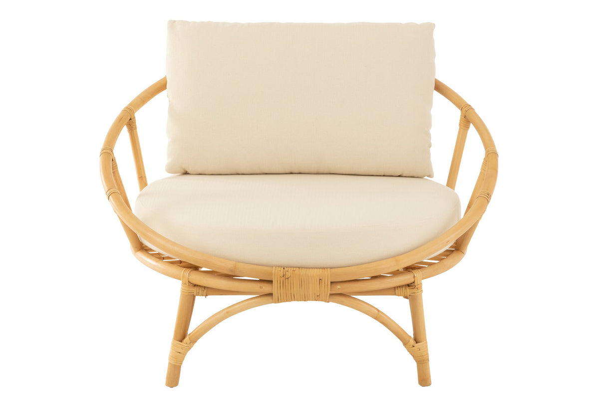 J-Line stoel + kussen - jute/textiel - naturel/wit