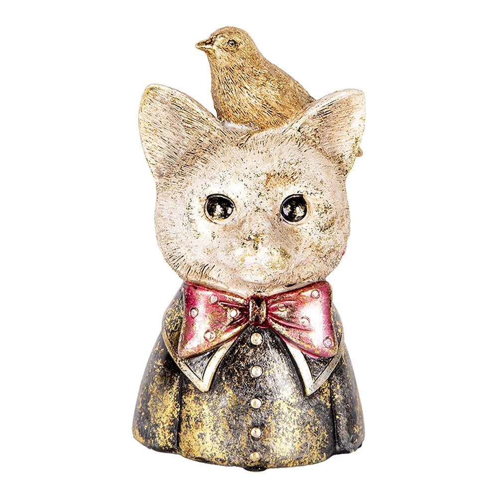Decoratie Beeld Kat 11x9x18 cm Wit Zwart Kunststof