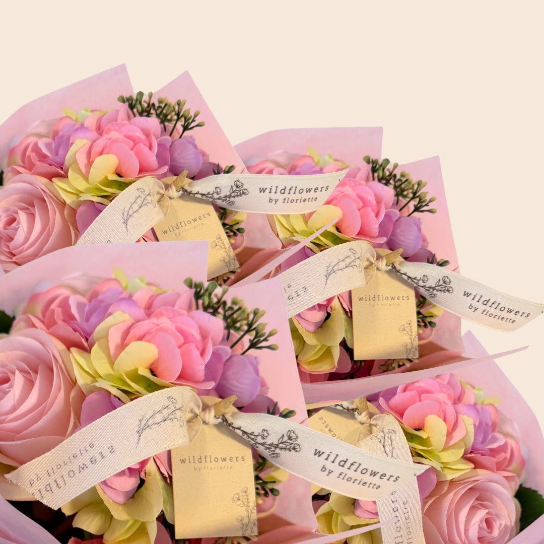 Klassiek Kunstboeket – Kleine Hortensia Roos – Roze
