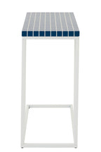 J-Line bijzettafel Rechthoek Geruit - ijzer - blauw/wit