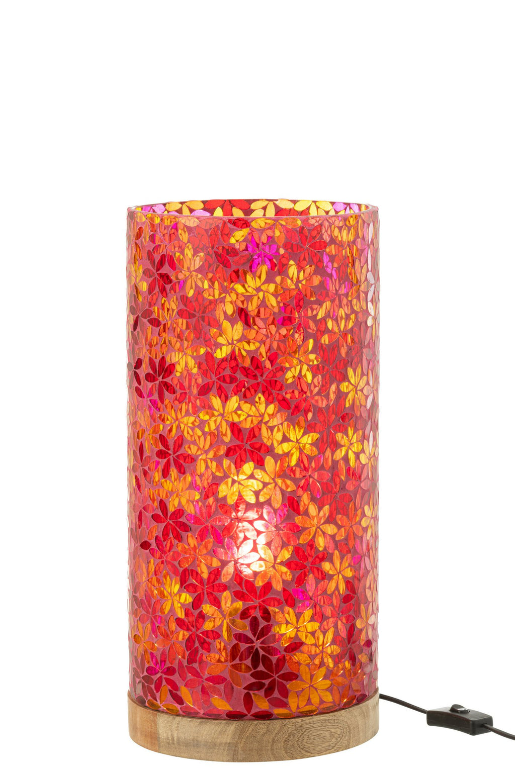 J-Line tafellamp Bloemen Mozaiek - glas - roze - large