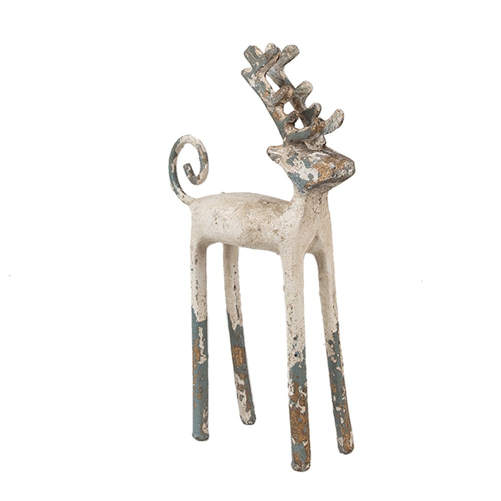 Decoratie Beeld Hert 16x5x25 cm Beige Metaal