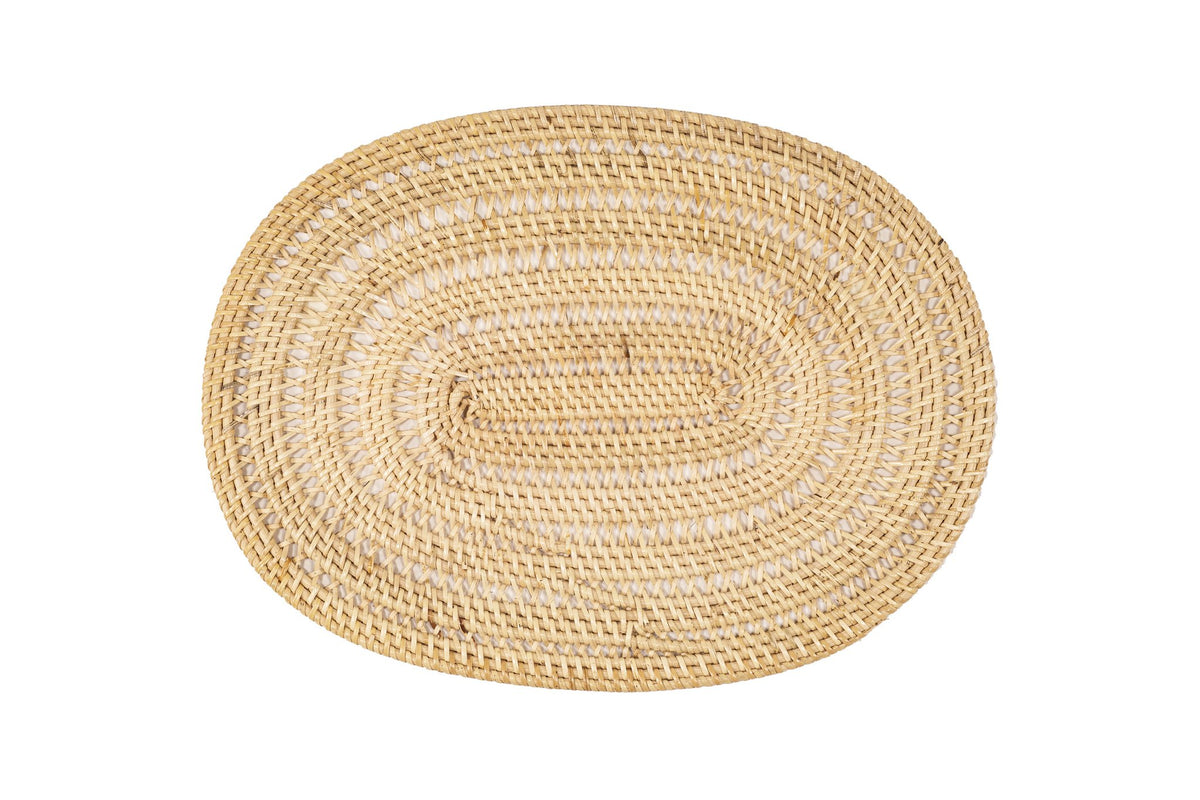 Placemat rattan spiraal - ovaal - 30x40 cm