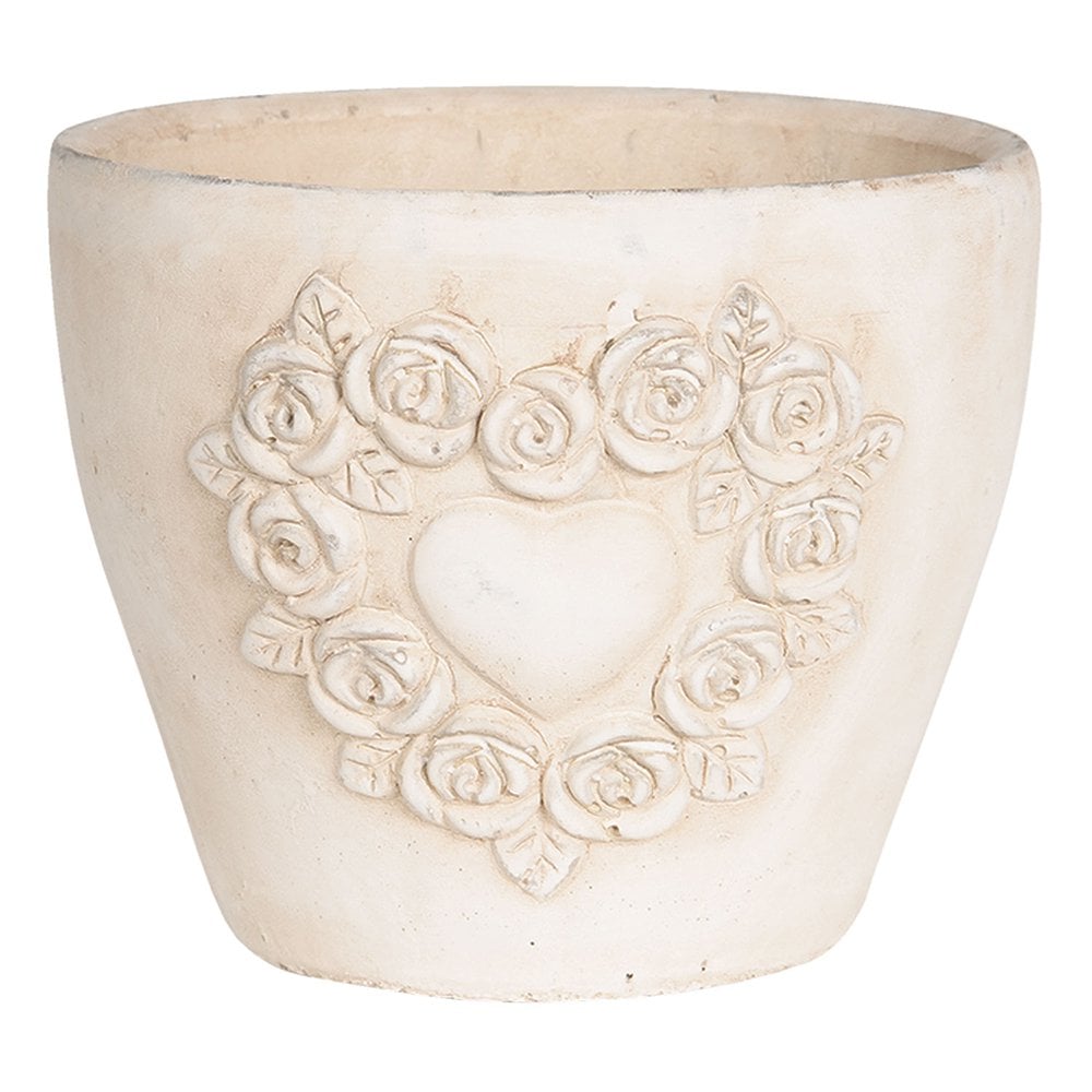 Bloempot 17x17x15 cm Wit Terracotta Rozen Bloempot Binnen