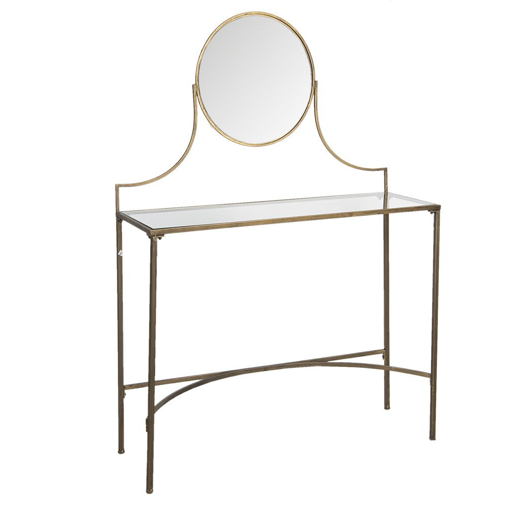 Kaptafel Koperkleurig, IJzer en Glas 98x32x139 cm