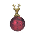 Decoratie bal hert antiek rood 8cm