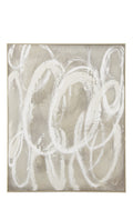 J-Line schilderij Ringen - hout - ecru/wit