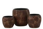 J-Line bloempot Round Terra - keramiek - bruin - large - Ø 24 cm
