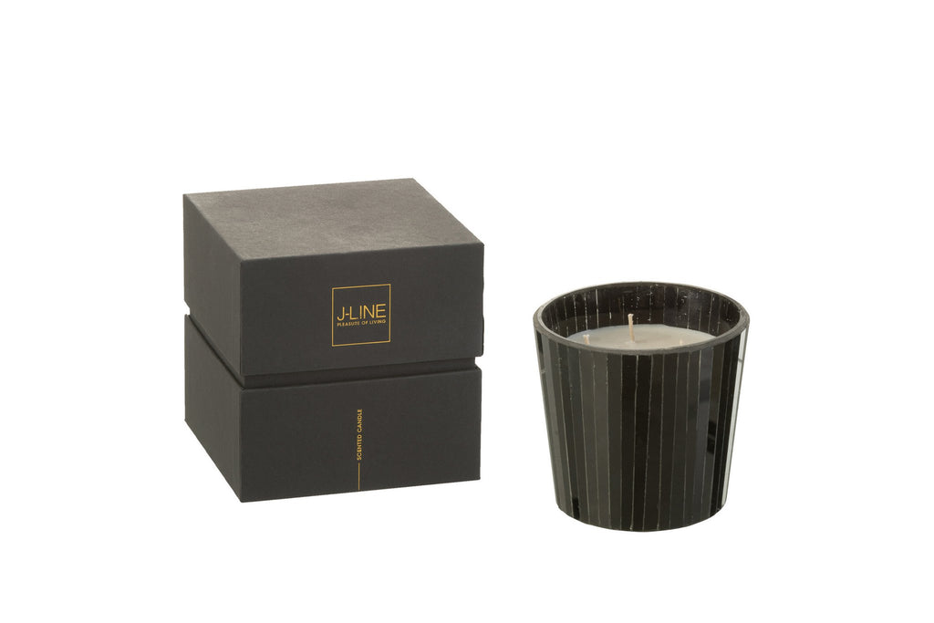 J-Line geurkaars Noa - Spicy Twilight - glas - zwart - small - 35U