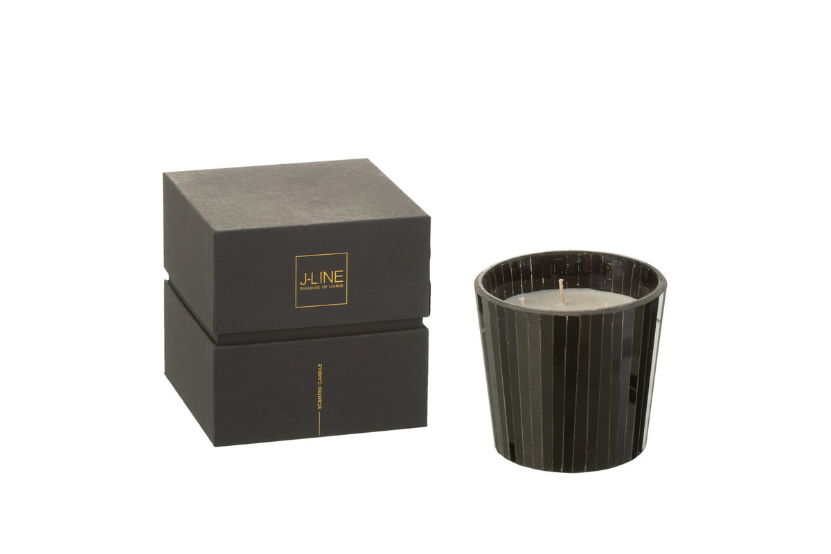 J-Line geurkaars Noa - Spicy Twilight - glas - zwart - small - 35U