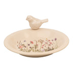 Vogelvoederbak Ø 26x10 cm Beige Keramiek Vogel