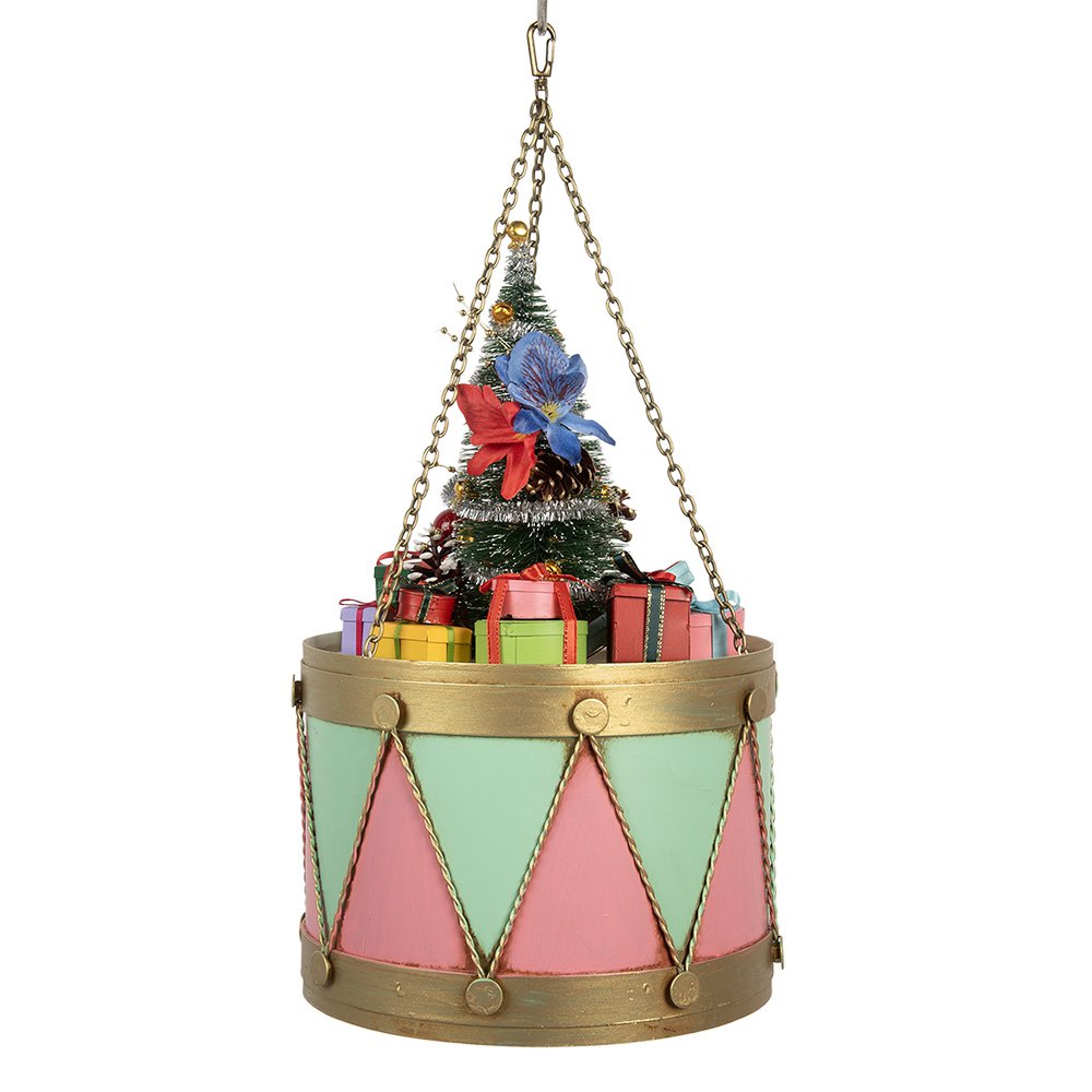 Decoratie Beeld Trommel Ø 21x34/43 cm Roze Groen Metaal