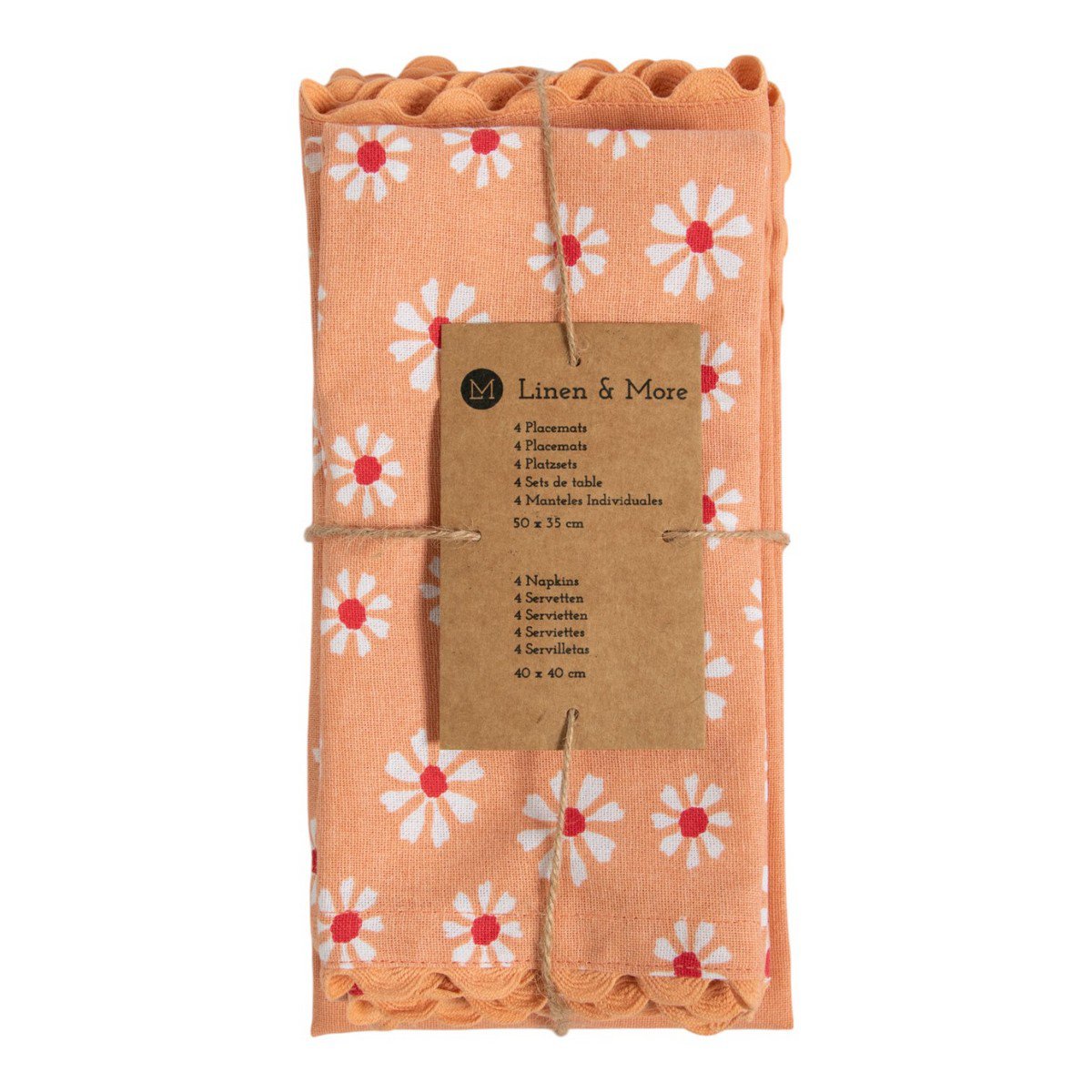 Daisy Flowers Keukenset 35x50/40x40cm oranje (set of 8)