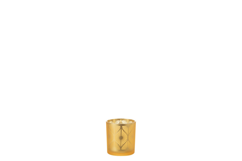 J-Line kaarshouder Ruit Bloemen - glas - geel - small