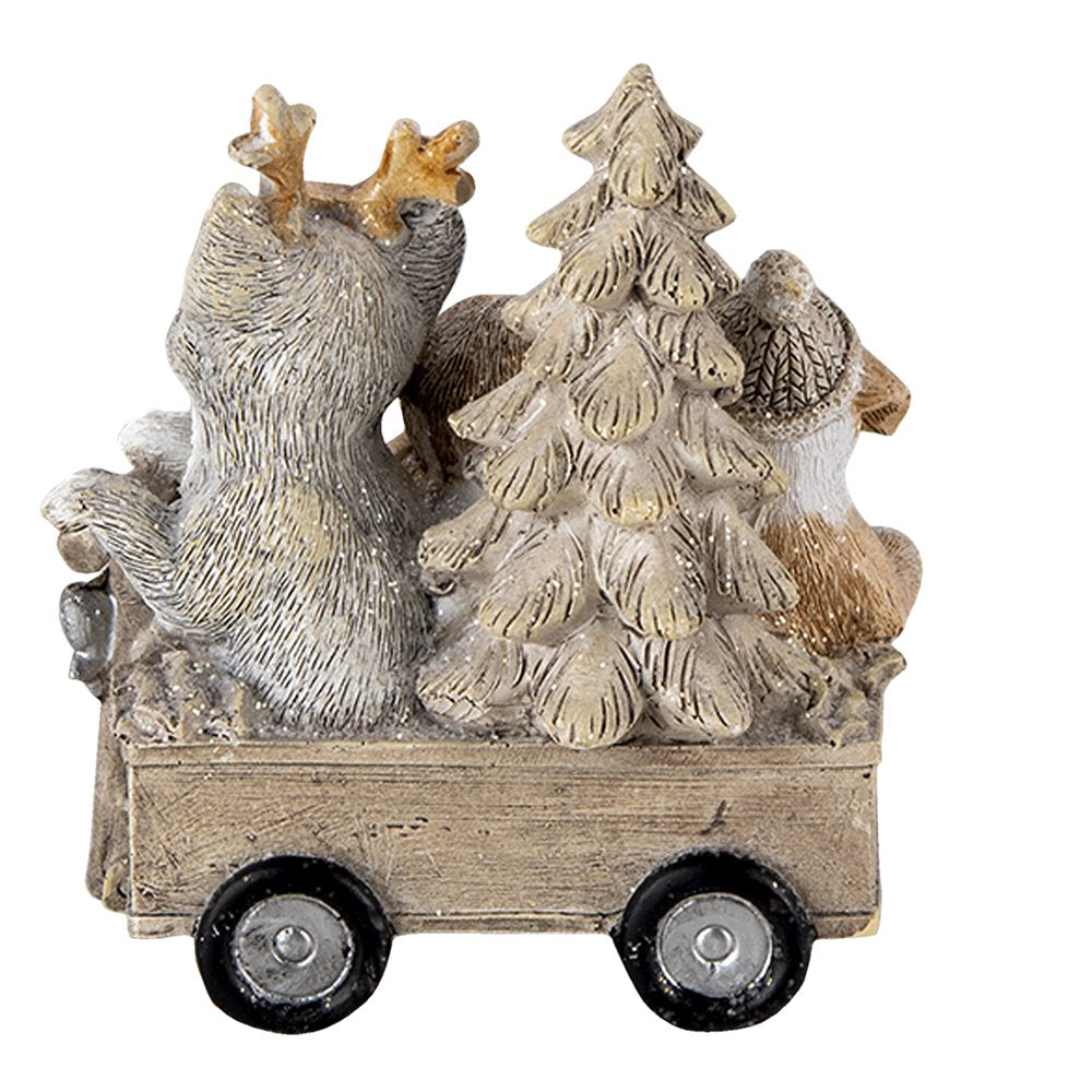 Beeld Dieren 9x7x11 cm Grijs Beige Polyresin Dieren Kerstdecoratie