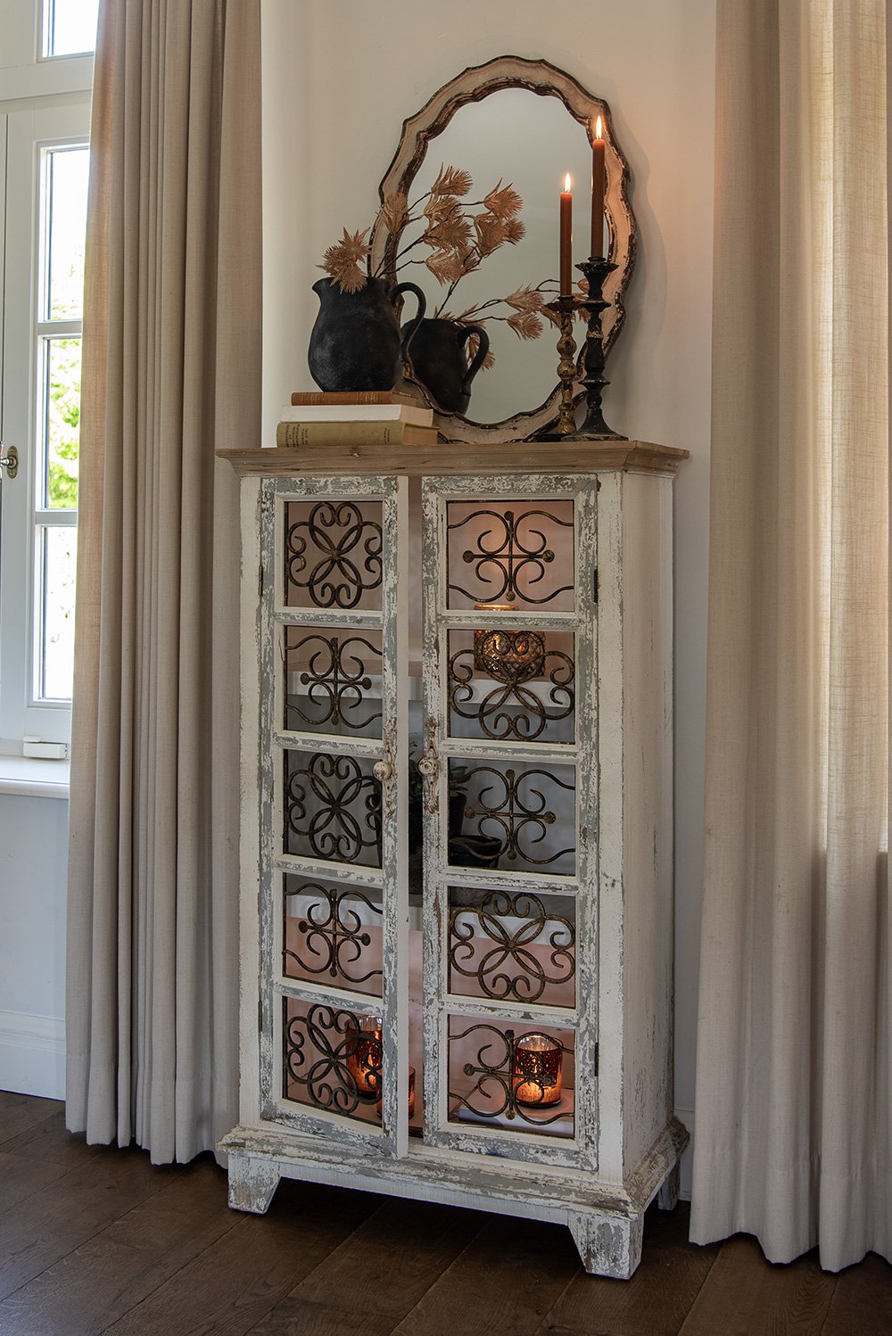 Mirror 52x3x75 cm Beige Bruin Hout Wall Mirror