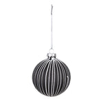 Kerstbal Set van 4 Ø 8 cm Zwart Wit Glas Kerstdecoratie