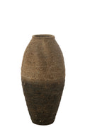 J-Line vaas Antique - cement - bruin/zwart - small - 80 cm hoog