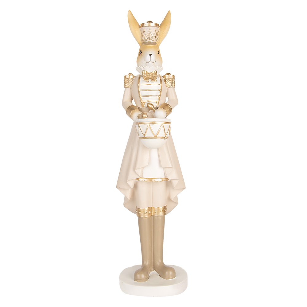 Decoratie Beeld Konijn 47 cm Beige Goudkleurig Kunststof