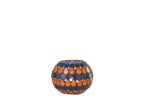 J-Line Teelicht Houder Mozaiek Druppel Glas Oranje/Blauw Small