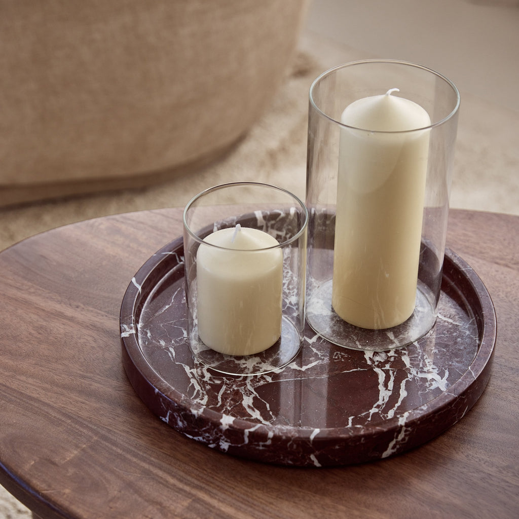 Marmer dienblad rond met rand tray Ø30cm rood