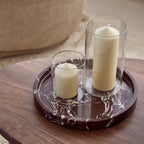 Marmer dienblad rond met rand tray Ø30cm rood