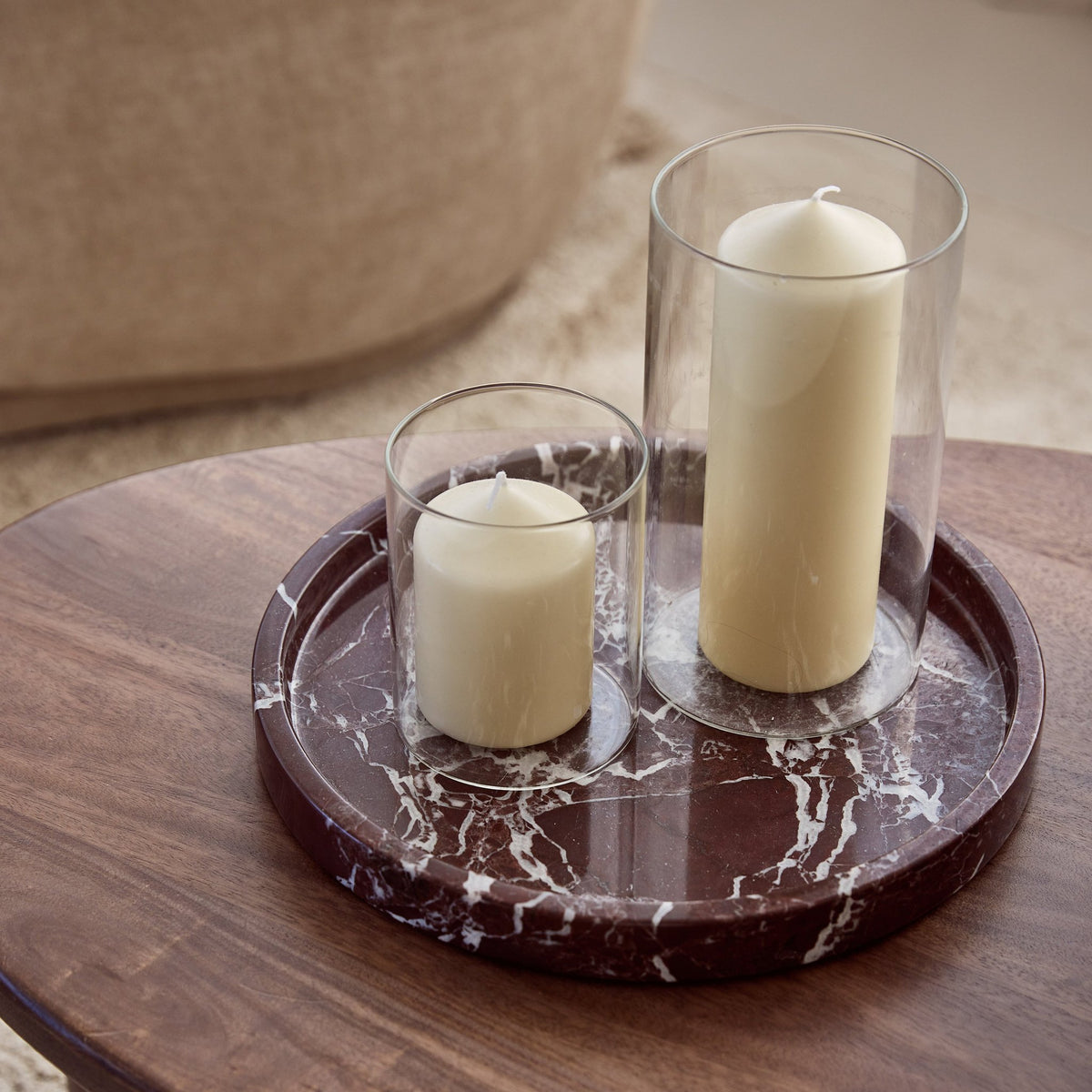 Marmer dienblad rond met rand tray Ø30cm rood